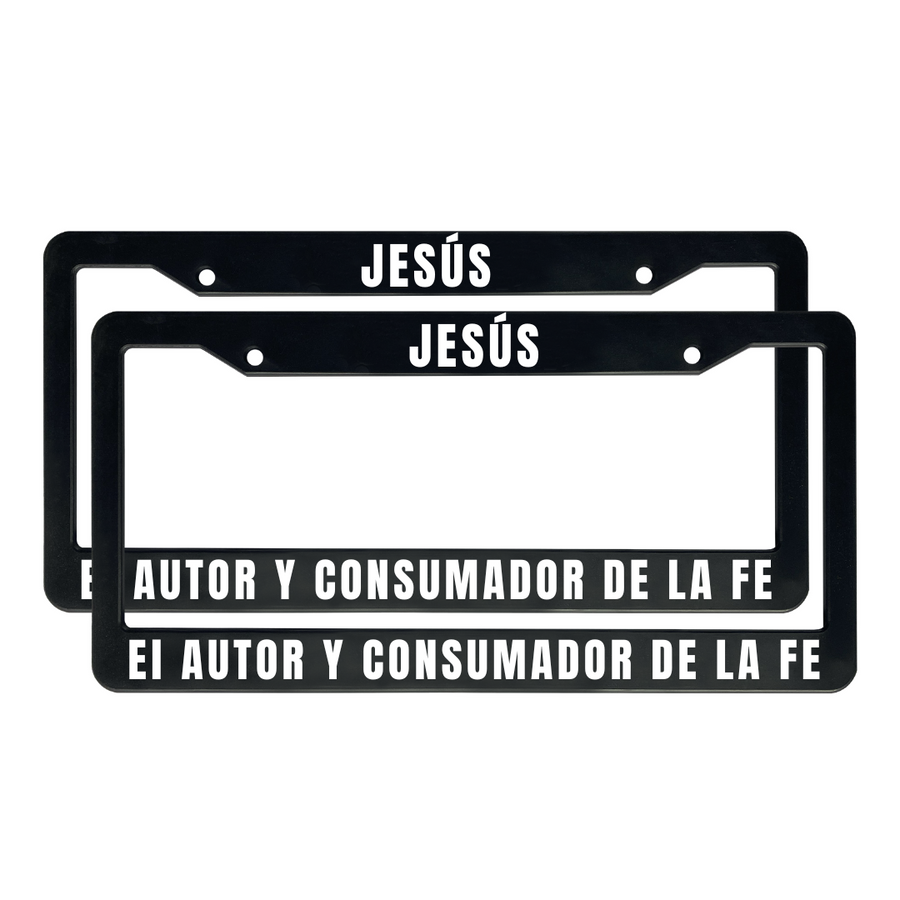 Hebreos 12:2 Christian Spanish License Plate Frame | Porta Placas Cristiano para Matriculas en Español