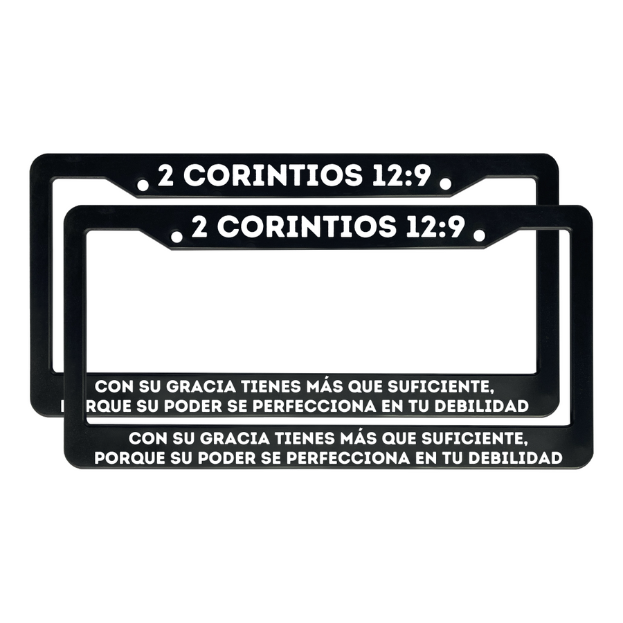 2 Corintios 12:9 Christian Spanish License Plate Frame | Porta Placas Cristiano para Matriculas en Español