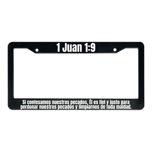 1 Juan 1:9 Christian Spanish License Plate Frame | Porta Placas Cristiano para Matriculas en Español