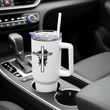 Load image into Gallery viewer, Jesus Loves Me Floral Cross | Christian Travel Mug Tumbler
