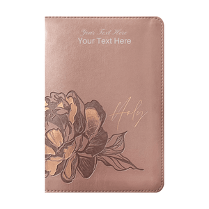 Personalized NLT Compact Giant Print Bible Filament-Enabled Edition Red Letter Rose Metallic Peony LeatherLike