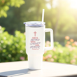 Load image into Gallery viewer, She Is Clothed with Strength and Honor Proverbs 31:25 | Christian Travel Mug Tumbler
