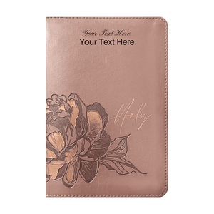 Personalized NLT Compact Giant Print Bible Filament-Enabled Edition Red Letter Rose Metallic Peony LeatherLike