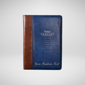 Personalized Portfolio Faithful Servant Legal Size Zippered Portfolio 2 Chronicles 15:7 Blue/Brown