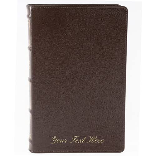 Personalized NKJV Deluxe Thinline Reference Bible Red Letter Comfort Print Genuine Leather Brown