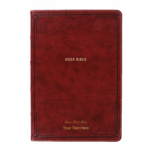 Personalized NKJV Thinline Bible Giant Print Leathersoft Brown Thumb Indexed Red Letter