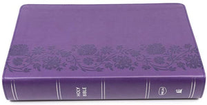 Personalized NKJV End-of-Verse Reference Bible Personal Size Large Print Leathersoft Purple