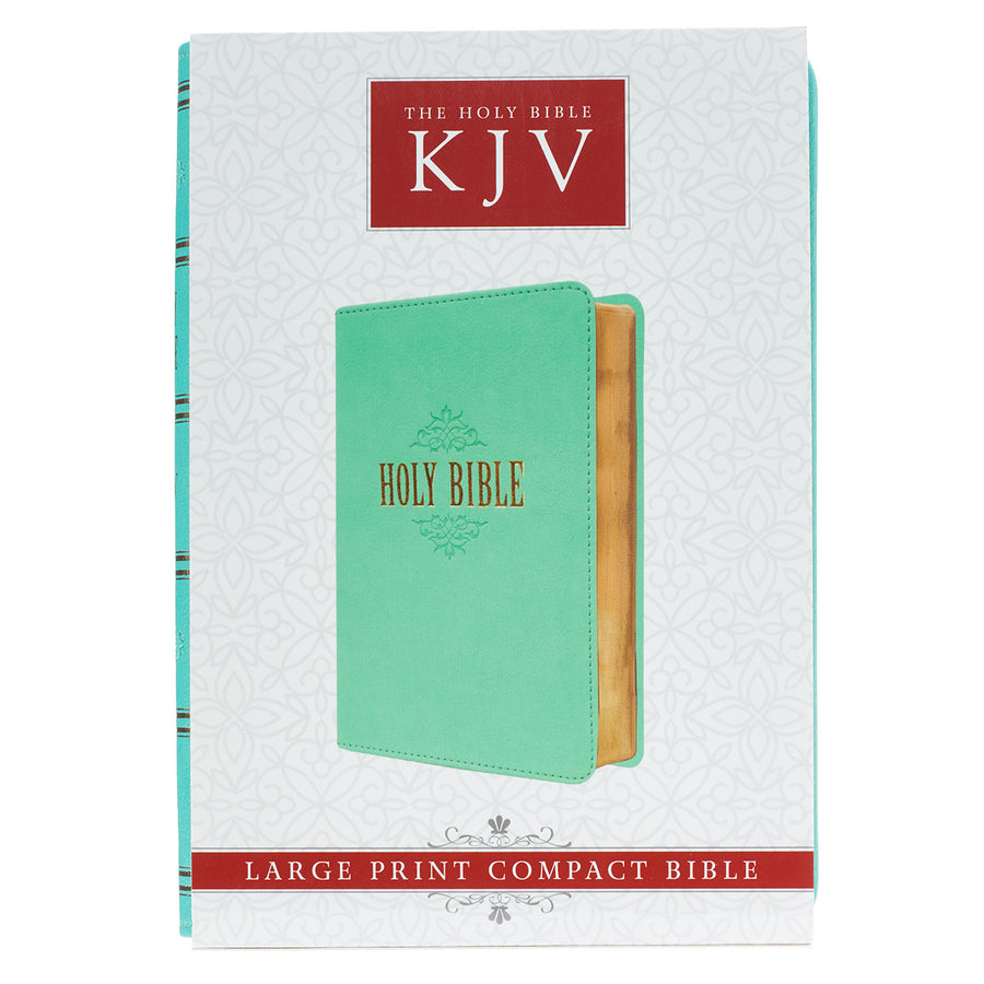 Personalized Custom Text Your Name KJV Holy Bible COMPACT Faux Leather Tiffany Blue King James Version