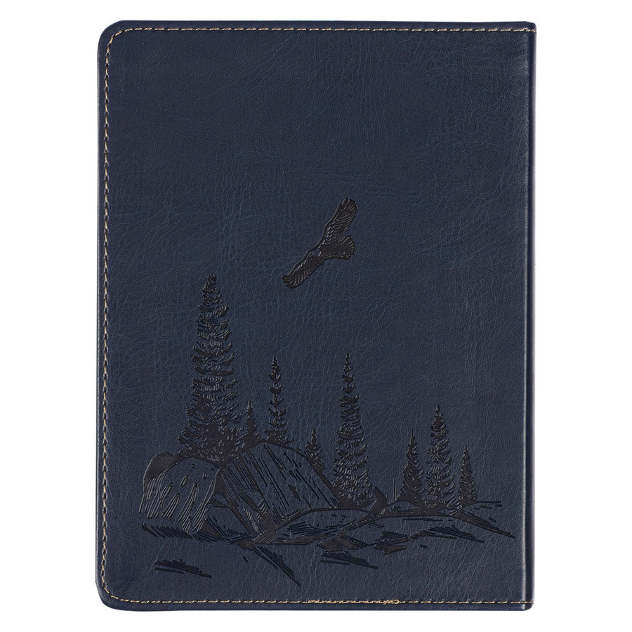 Personalized Journal Wings Like Eagles Navy Blue Handy-sized Faux Leather