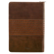 Load image into Gallery viewer, Personalized Custom Text Strong and Courageous Zippered Journal LuxLeather Joshua 1:5-7 Brown
