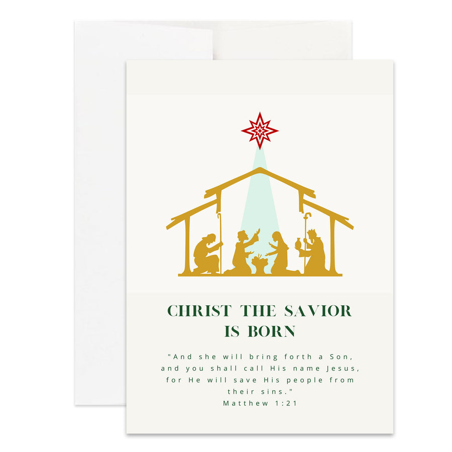 Christian Christ The Savior Is Born Christmas Card