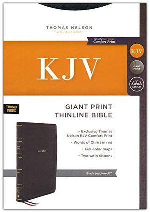 Personalized KJV Thinline Bible Giant Print Red Letter Leathersoft Black Thumb Indexed