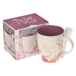 Load image into Gallery viewer, Be Still &amp; Know Psalm 46:10 Purple Floral Ceramic Coffee Mug with Spoon
