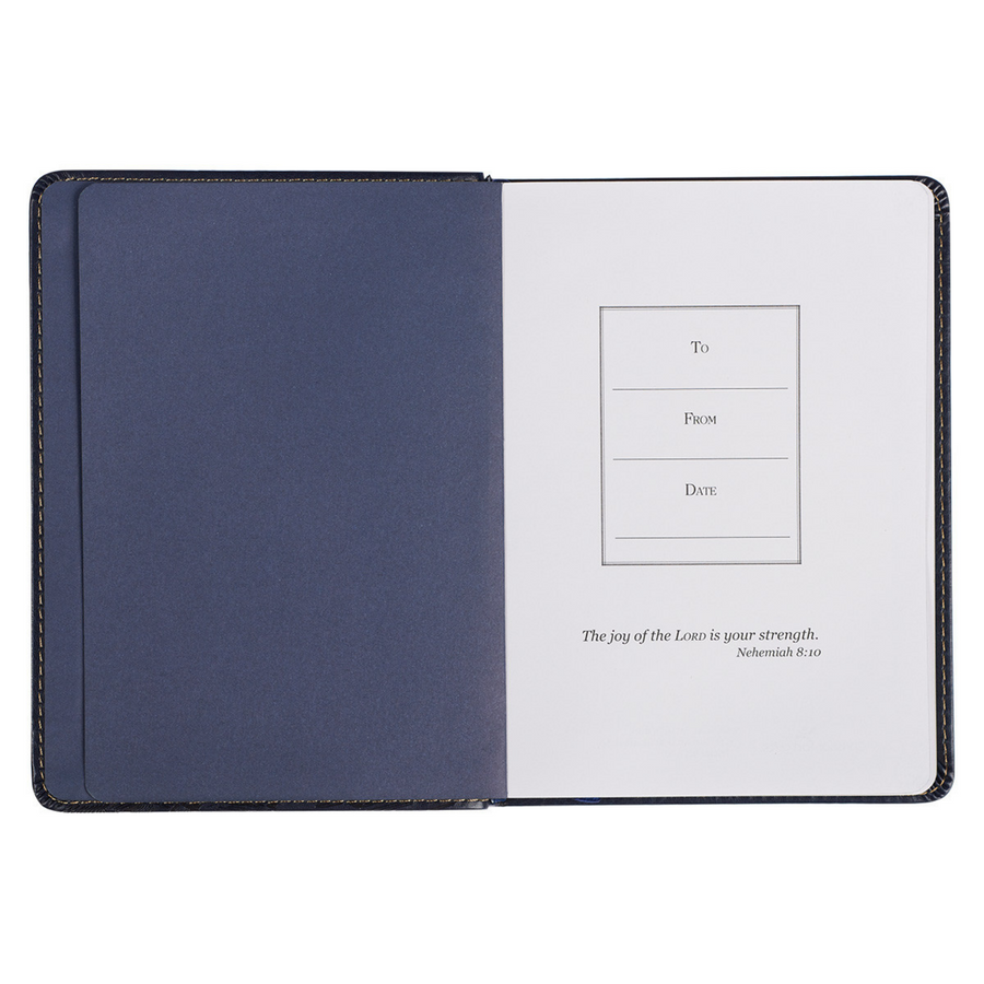 Personalized Journal Wings Like Eagles Navy Blue Handy-sized Faux Leather