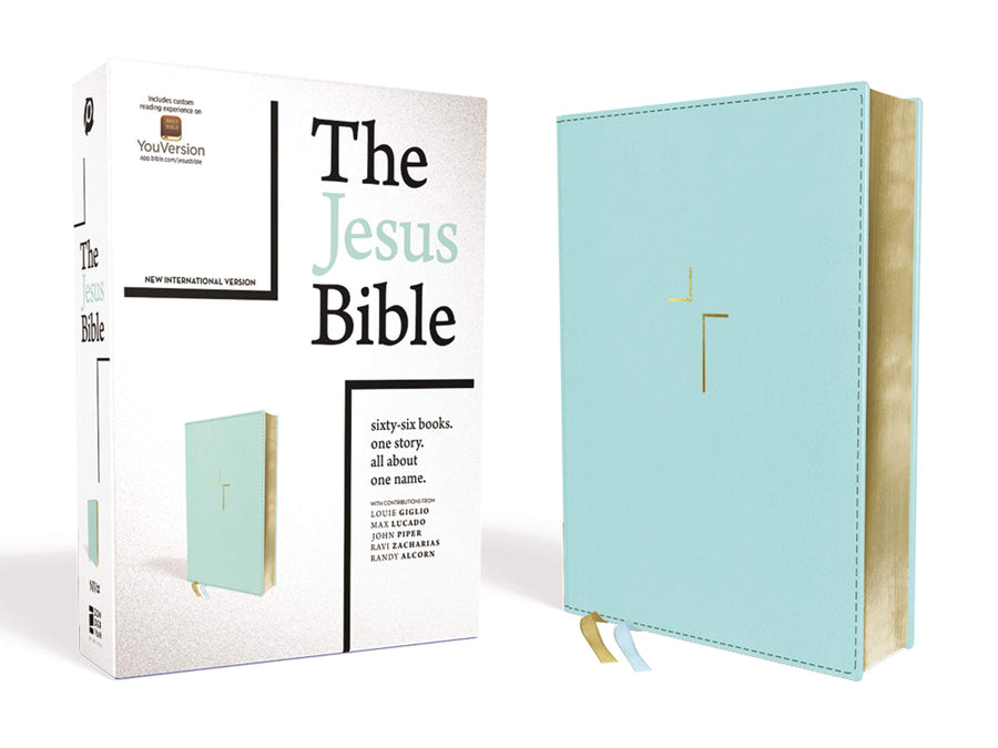 Personalized NIV The Jesus Bible Leathersoft Robin's Egg Blue