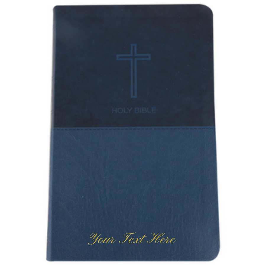 Personalized Custom Text Your Name NKJV Value Thinline Holy Bible Red Letter Edition Navy Blue Leathersoft New King James Version