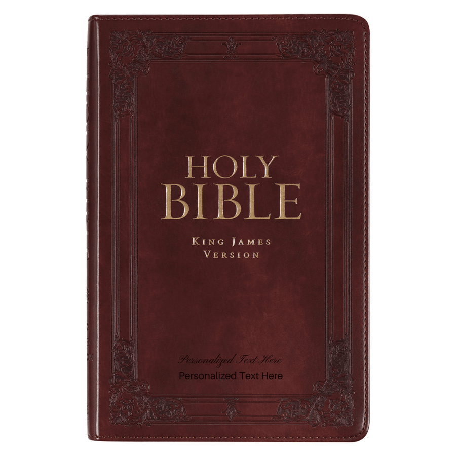 Personalized Custom Text Your Name KJV Holy Bible Standard Size Thumb Index Edition Burgundy King James Version