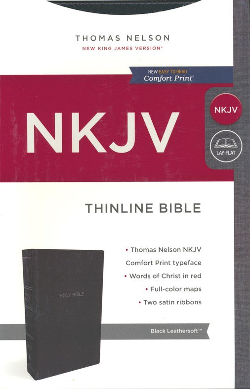 Personalized NKJV Thinline Holy Bible Comfort Leathersoft Black New King James Version