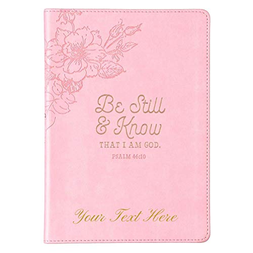 Personalized Journal Be Still & Know Slimline Psalm 46:10 Faux Leather Pink