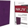 Load image into Gallery viewer, Personalized NKJV Deluxe Thinline Reference Bible Red Letter Comfort Print Genuine Leather Purple
