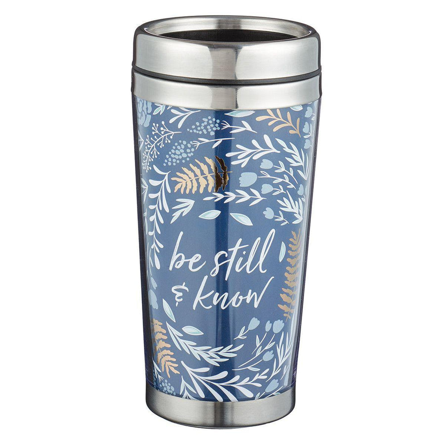 Be Still Psalm 46:10 Navy Blue Polymer Travel Mug