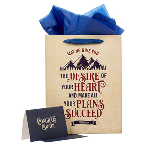 Tan & Navy Graduate Large Portrait Gift Bag & Card Set