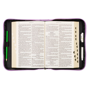 Be Still & Know Psalm 46:10 Purple Laurel Faux Leather Personalized Bible Cover For Women