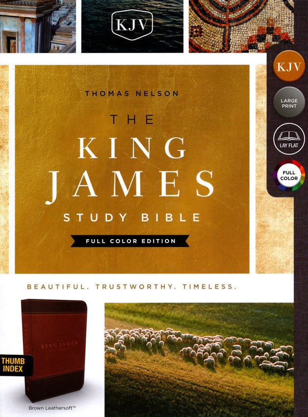 Personalized KJV Study Bible Full Color Edition Thumb Index Leathersoft Brown King James Version