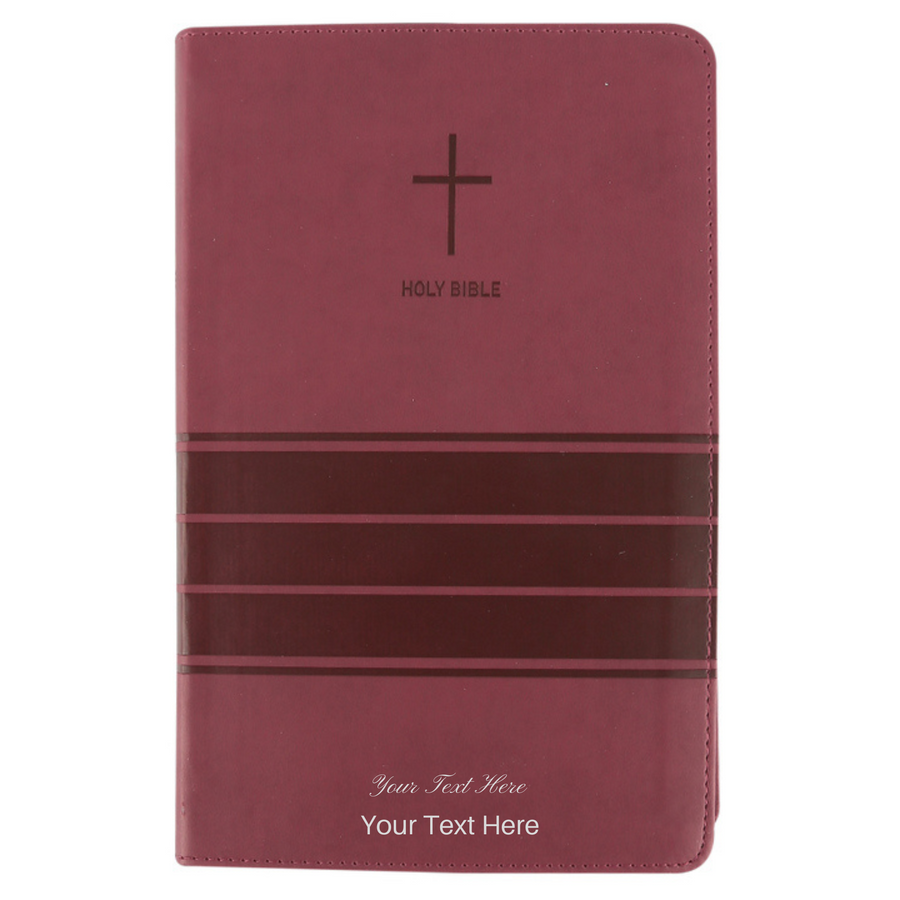 Personalized NIV Value Thinline Bible with Cross Burgundy Leathersoft New International Version