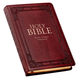 Personalized Custom Text Your Name KJV Holy Bible Standard Size Thumb Index Edition Burgundy King James Version