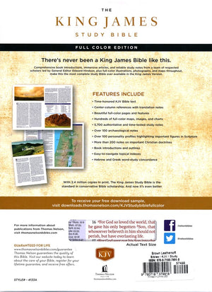 Personalized KJV Study Bible Full Color Edition Thumb Index Leathersoft Brown King James Version