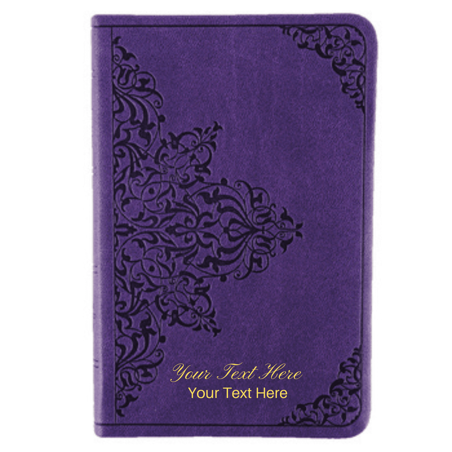 Personalized Custom Text Your Name ESV Value COMPACT Bible TruTone Lavender Filigree Design