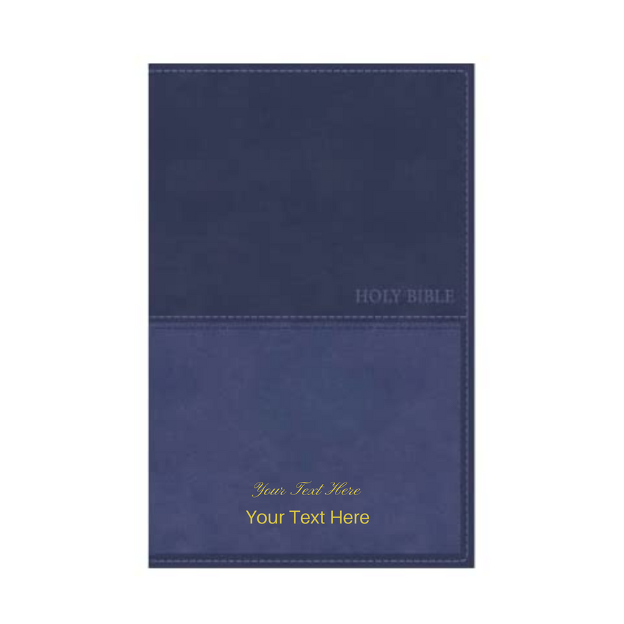 Personalized Custom Text Your Name KJV Value Thinline Bible Dark Blue Comfort Print Leathersoft