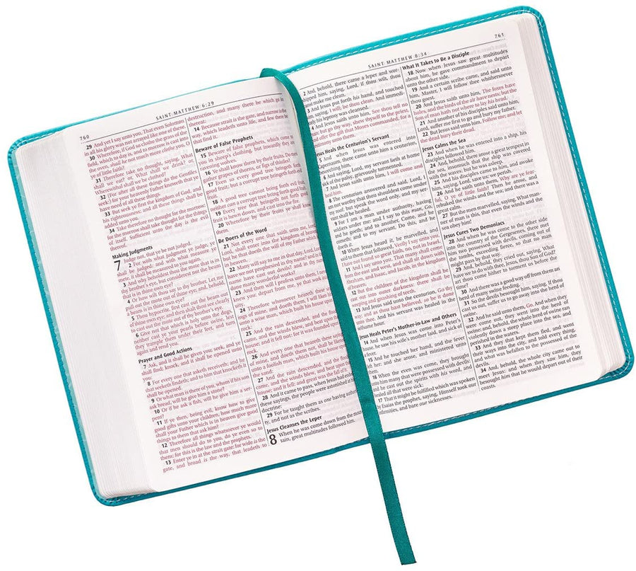 Personalized KJV Turquoise Faux Leather COMPACT Bible