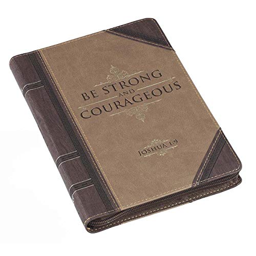 Personalized Strong and Courageous Antiqued Zippered Classic LuxLeather Journal