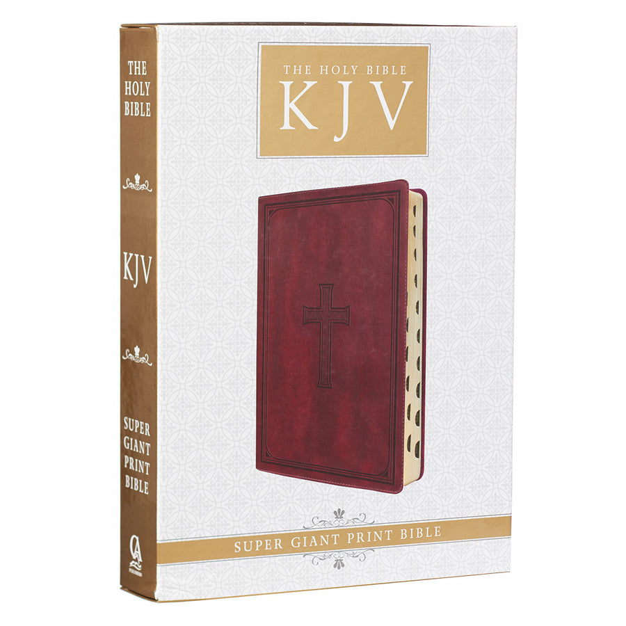 Personalized KJV Bible Super Giant Print King Indexed LuxLeather Burgundy