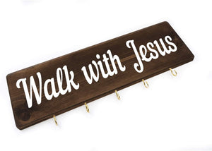 Walk With Jesus Key Holder Wood Decor