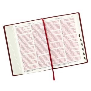 Personalized KJV Super Giant Print Holy Bible Full Grain Premium Leather Thumb Index Burgundy