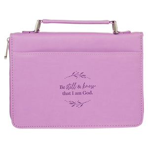 Be Still & Know Psalm 46:10 Purple Laurel Faux Leather Personalized Bible Cover For Women