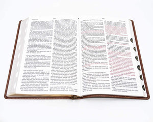 Personalized KJV Thinline Bible Giant Print Leathersoft Brown Thumb Indexed