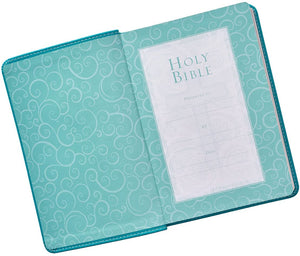 Personalized KJV Turquoise Faux Leather COMPACT Bible