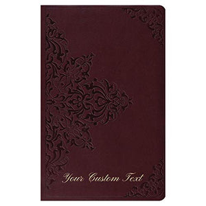 Personalized ESV Premium Gift Holy Bible TruTone Chestnut Filigree Design Brown