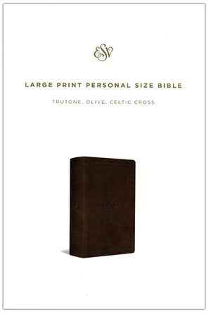 Personalized ESV Large Print Personal Size Bible TruTone Olive Celtic Cross Design