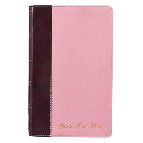 Personalized KJV Holy Bible Giant Print Standard Bible Pink and Brown Faux Leather w/Ribbon Marker