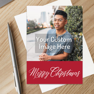 Personalized Christmas Card Custom Your Photo Image Upload Your Text Greeting Card, Christmas Holiday