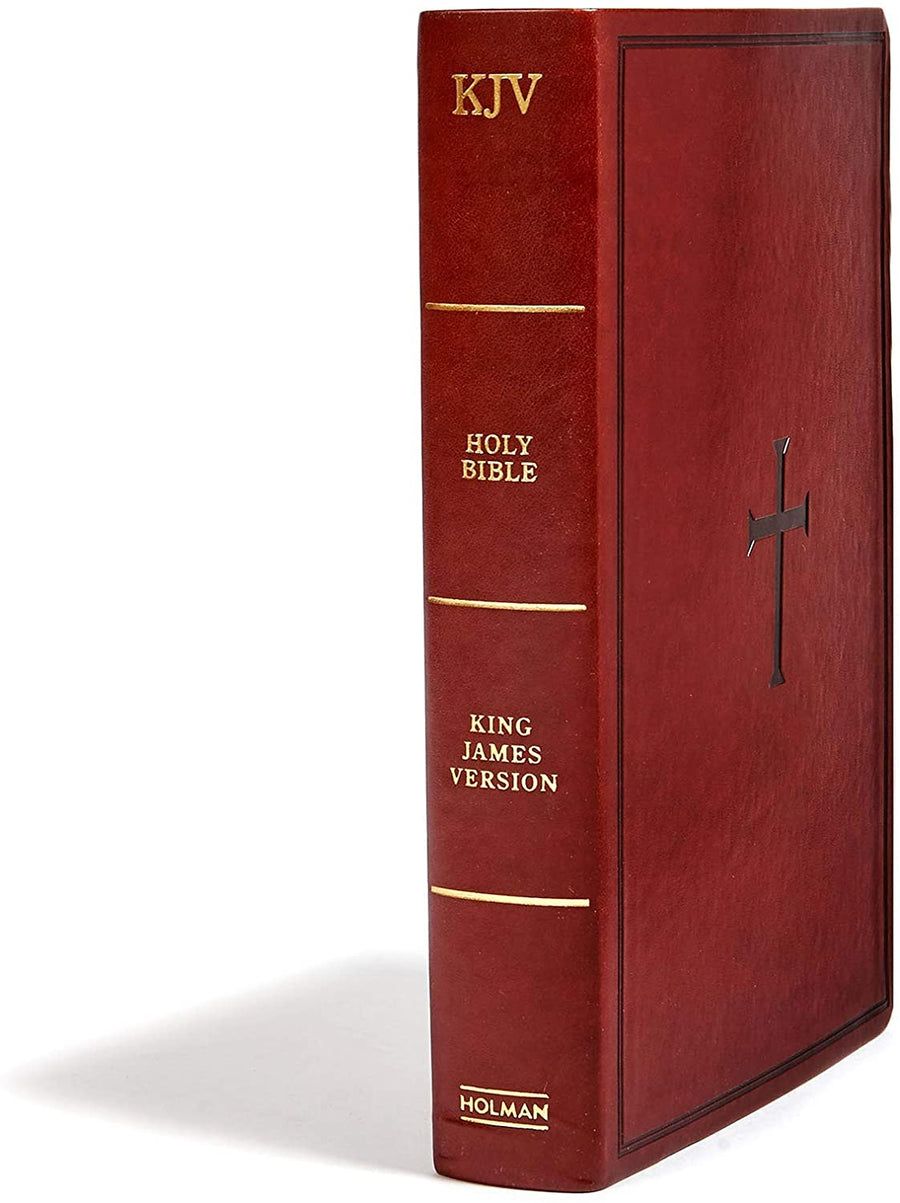 Personalized KJV Super Giant Print Reference Bible Brown LeatherTouch Red Letter