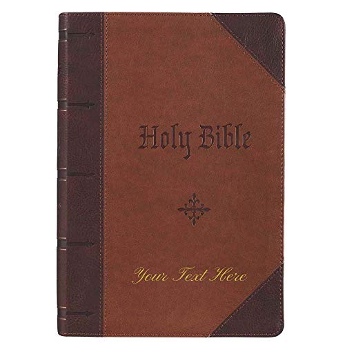 Personalized KJV Holy Bible Giant Print Full-Size Two-Tone Brown Faux Leather