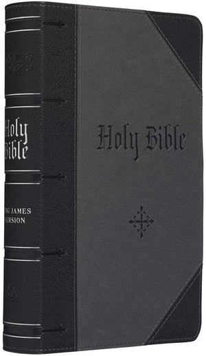 Personalized KJV Holy Bible Giant Print Two-Tone Black/Grey Faux Leather