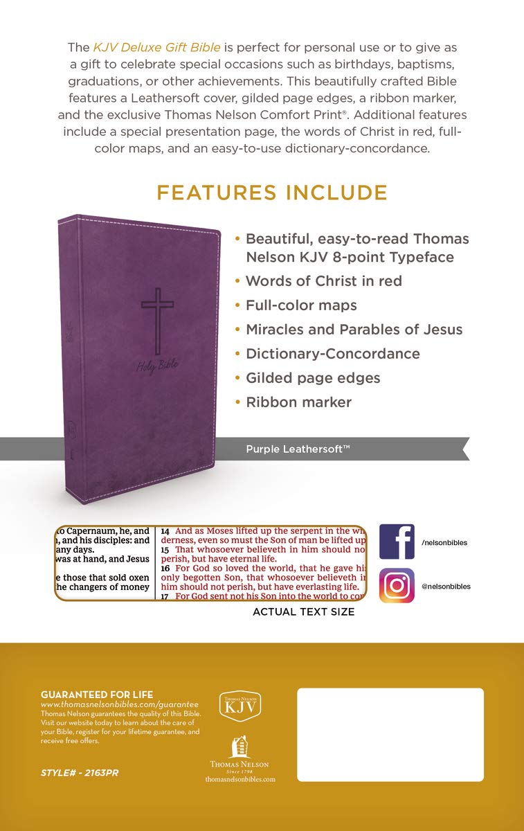 Personalized Custom Text Your Name KJV Deluxe Gift Holy Bible Leathersoft Purple King James Version