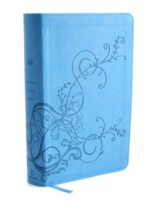 Personalized Bible Custom Text Your Name ESV Student Study Bible TruTone Ivy Design Sky Blue